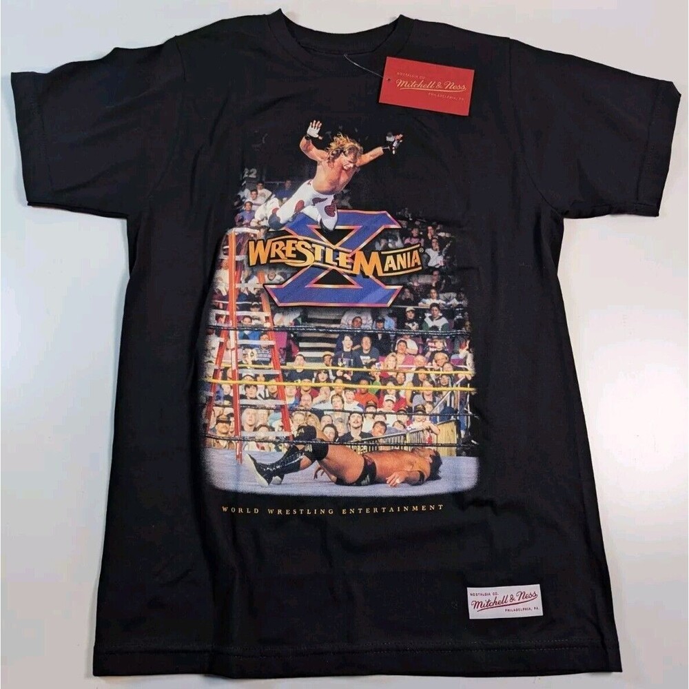 NWT WWE Wrestlemania X Mitchell & Ness S Small Shirt Black NWT